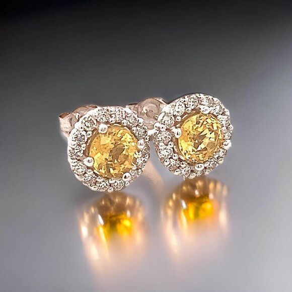 Natural Sapphire Diamond Stud Earrings 14k W Gold 2.84 TCW Certified 215620 - Picture 5 of 10